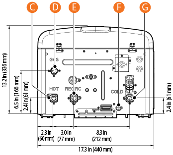 Bottom view of NPE-210A2 tankless water heater